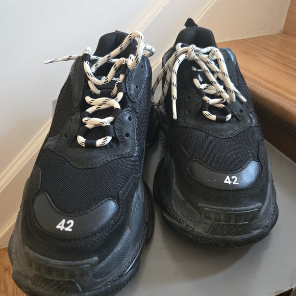 Balenciaga Triple S Black Sneakers with White Laces